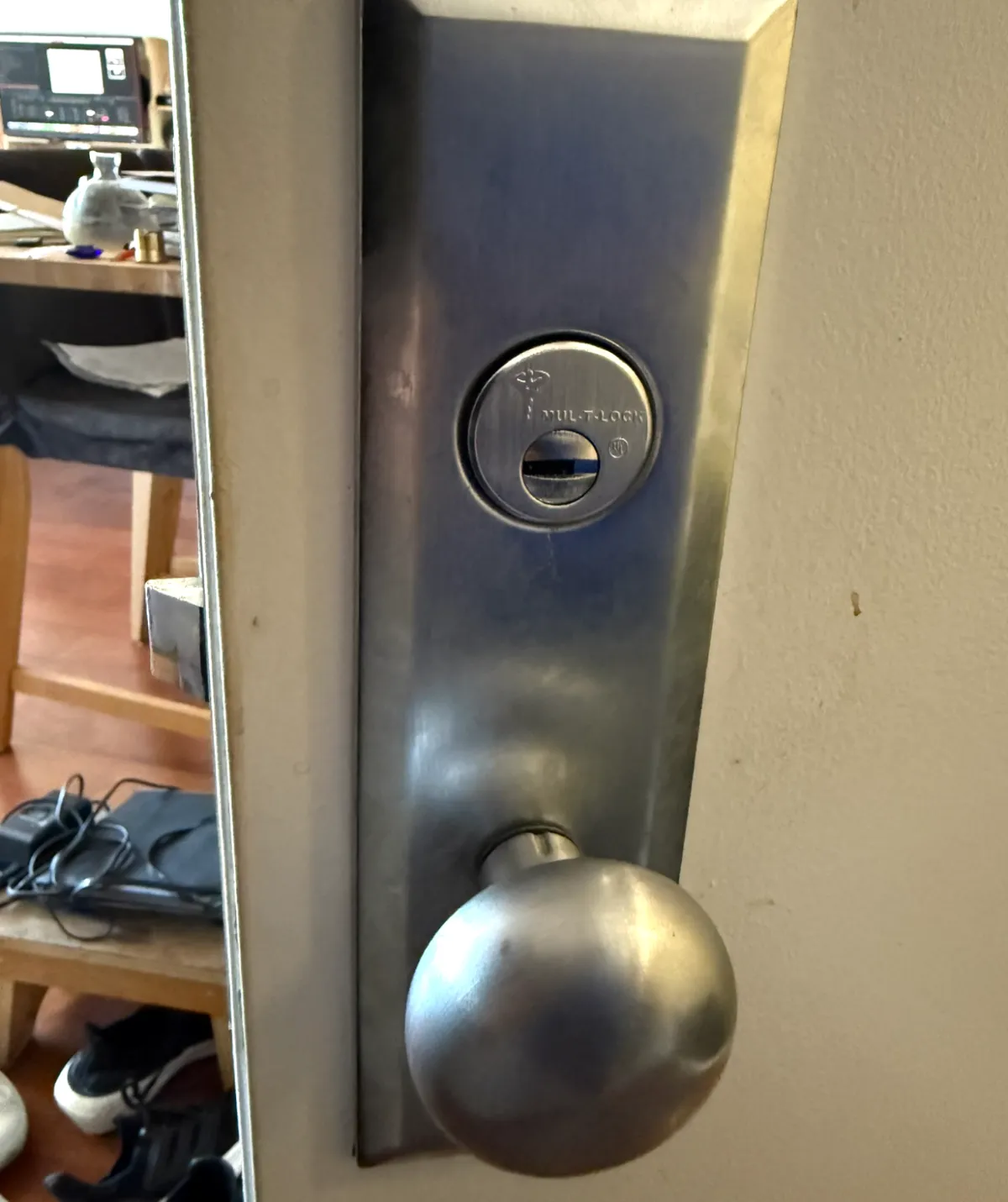 Mul-T-Lock high-security cylinder upgrade installed on a Brooklyn apartment door by 24 Hour Locksmith Brooklyn